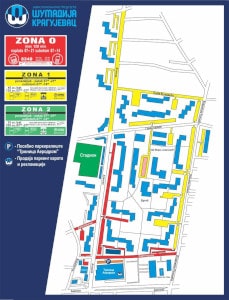 Мапа са зонама паркирања у центру Крагујевца